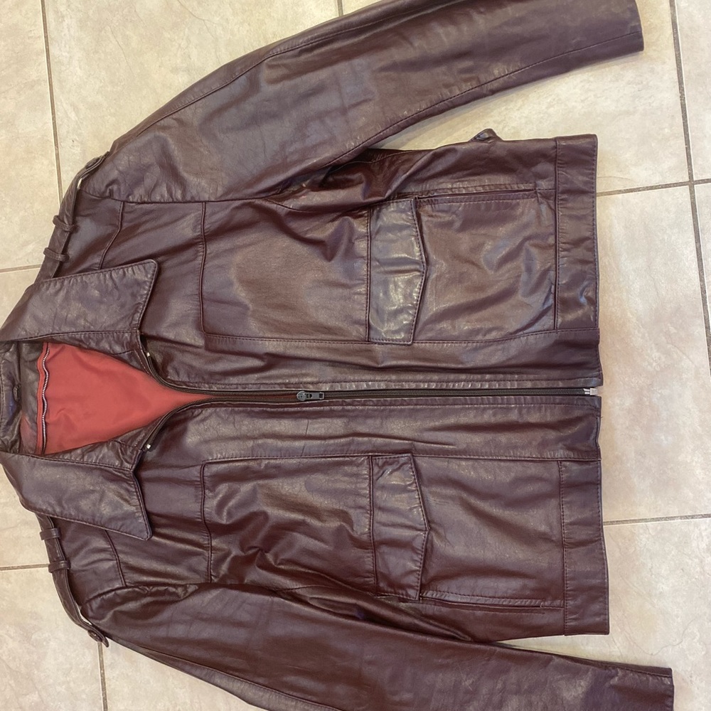 Men’s Brown Leather Jacket - Large